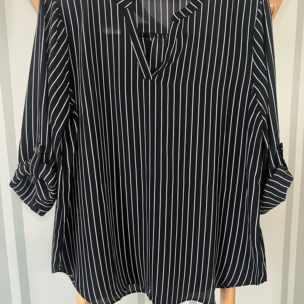 Maurices Black and White Striped Blouse XL - Picture 3 of 5